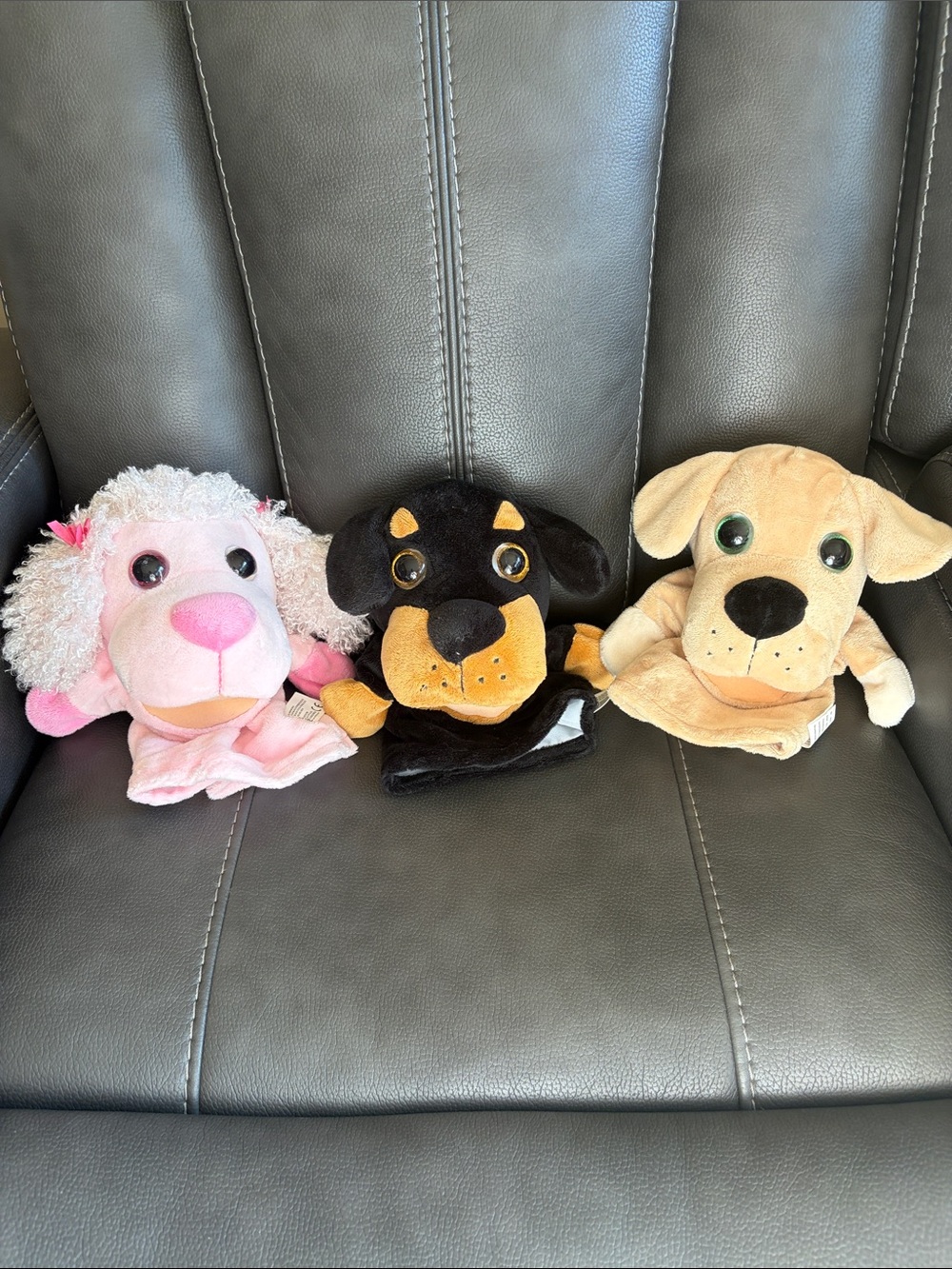 Set of three Plush Puppy Puppets